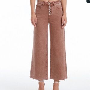 Wide Leg Flare Jeans in Brown